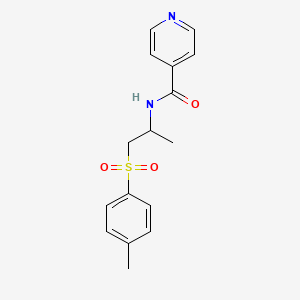 molecular formula C16H18N2O3S B7662614 N-[1-(4-methylphenyl)sulfonylpropan-2-yl]pyridine-4-carboxamide 