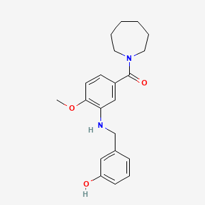 molecular formula C21H26N2O3 B7662642 Azepan-1-yl-[3-[(3-hydroxyphenyl)methylamino]-4-methoxyphenyl]methanone 