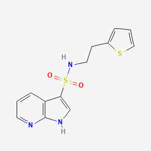 molecular formula C13H13N3O2S2 B7662705 N-(2-thiophen-2-ylethyl)-1H-pyrrolo[2,3-b]pyridine-3-sulfonamide 