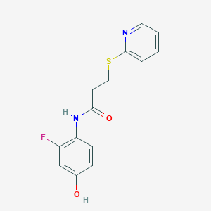 molecular formula C14H13FN2O2S B7662725 N-(2-fluoro-4-hydroxyphenyl)-3-pyridin-2-ylsulfanylpropanamide 