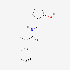 molecular formula C15H21NO2 B7662738 N-[(2-hydroxycyclopentyl)methyl]-2-phenylpropanamide 