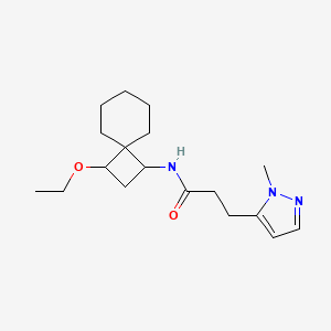 molecular formula C18H29N3O2 B7662766 N-(3-ethoxyspiro[3.5]nonan-1-yl)-3-(2-methylpyrazol-3-yl)propanamide 