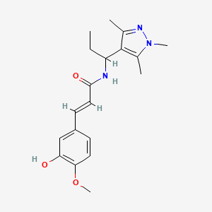 molecular formula C19H25N3O3 B7662814 (E)-3-(3-hydroxy-4-methoxyphenyl)-N-[1-(1,3,5-trimethylpyrazol-4-yl)propyl]prop-2-enamide 