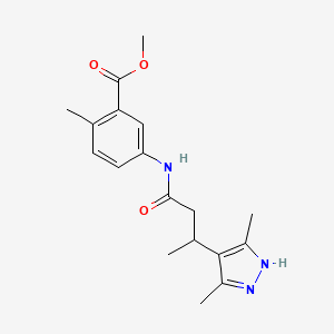 molecular formula C18H23N3O3 B7662933 methyl 5-[3-(3,5-dimethyl-1H-pyrazol-4-yl)butanoylamino]-2-methylbenzoate 