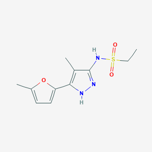 molecular formula C11H15N3O3S B7662940 N-[4-methyl-5-(5-methylfuran-2-yl)-1H-pyrazol-3-yl]ethanesulfonamide 