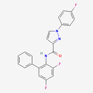 molecular formula C22H14F3N3O B7662944 N-(2,4-difluoro-6-phenylphenyl)-1-(4-fluorophenyl)pyrazole-3-carboxamide 
