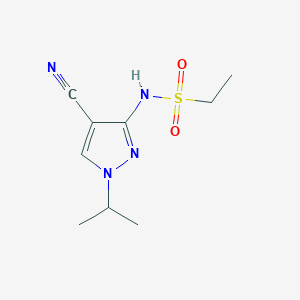 molecular formula C9H14N4O2S B7662957 N-(4-cyano-1-propan-2-ylpyrazol-3-yl)ethanesulfonamide 
