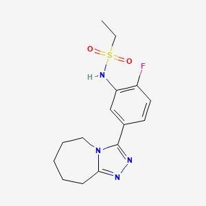 molecular formula C15H19FN4O2S B7662962 N-[2-fluoro-5-(6,7,8,9-tetrahydro-5H-[1,2,4]triazolo[4,3-a]azepin-3-yl)phenyl]ethanesulfonamide 