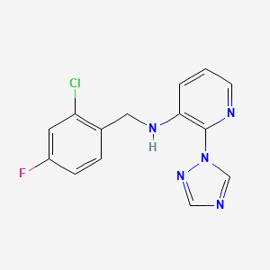 molecular formula C14H11ClFN5 B7663050 N-[(2-chloro-4-fluorophenyl)methyl]-2-(1,2,4-triazol-1-yl)pyridin-3-amine 