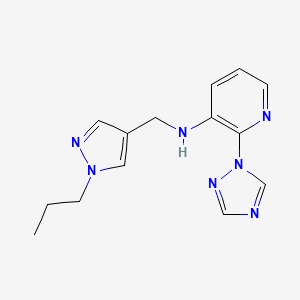 molecular formula C14H17N7 B7663085 N-[(1-propylpyrazol-4-yl)methyl]-2-(1,2,4-triazol-1-yl)pyridin-3-amine 
