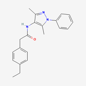 molecular formula C21H23N3O B7663091 N-(3,5-dimethyl-1-phenylpyrazol-4-yl)-2-(4-ethylphenyl)acetamide 