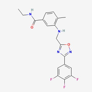 molecular formula C19H17F3N4O2 B7663116 N-ethyl-4-methyl-3-[[3-(3,4,5-trifluorophenyl)-1,2,4-oxadiazol-5-yl]methylamino]benzamide 