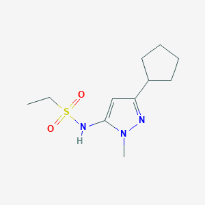 molecular formula C11H19N3O2S B7663154 N-(5-cyclopentyl-2-methylpyrazol-3-yl)ethanesulfonamide 