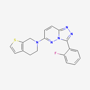 molecular formula C18H14FN5S B7663198 6-[3-(2-fluorophenyl)-[1,2,4]triazolo[4,3-b]pyridazin-6-yl]-5,7-dihydro-4H-thieno[2,3-c]pyridine 