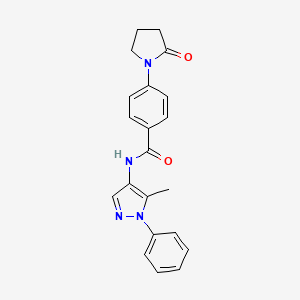 molecular formula C21H20N4O2 B7663219 N-(5-methyl-1-phenylpyrazol-4-yl)-4-(2-oxopyrrolidin-1-yl)benzamide 