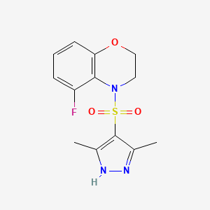 molecular formula C13H14FN3O3S B7663272 4-[(3,5-dimethyl-1H-pyrazol-4-yl)sulfonyl]-5-fluoro-2,3-dihydro-1,4-benzoxazine 