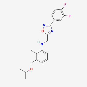 molecular formula C20H21F2N3O2 B7663288 N-[[3-(3,4-difluorophenyl)-1,2,4-oxadiazol-5-yl]methyl]-2-methyl-3-(propan-2-yloxymethyl)aniline 