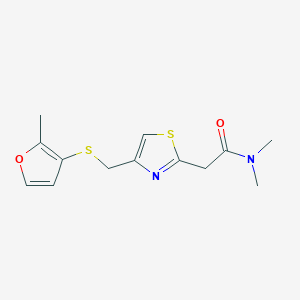 molecular formula C13H16N2O2S2 B7663313 N,N-dimethyl-2-[4-[(2-methylfuran-3-yl)sulfanylmethyl]-1,3-thiazol-2-yl]acetamide 