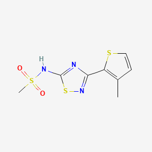 molecular formula C8H9N3O2S3 B7663321 N-[3-(3-methylthiophen-2-yl)-1,2,4-thiadiazol-5-yl]methanesulfonamide 