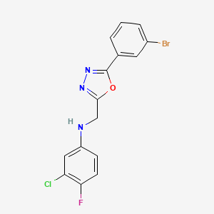 molecular formula C15H10BrClFN3O B7663416 N-[[5-(3-bromophenyl)-1,3,4-oxadiazol-2-yl]methyl]-3-chloro-4-fluoroaniline 
