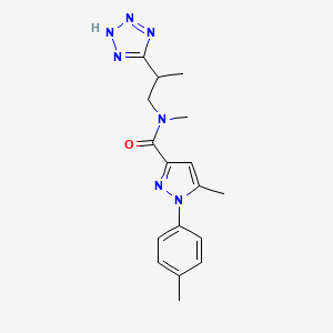 molecular formula C17H21N7O B7663492 N,5-dimethyl-1-(4-methylphenyl)-N-[2-(2H-tetrazol-5-yl)propyl]pyrazole-3-carboxamide 