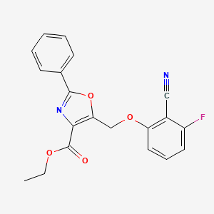molecular formula C20H15FN2O4 B7663532 Ethyl 5-[(2-cyano-3-fluorophenoxy)methyl]-2-phenyl-1,3-oxazole-4-carboxylate 