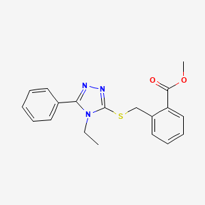 molecular formula C19H19N3O2S B7663625 Methyl 2-[(4-ethyl-5-phenyl-1,2,4-triazol-3-yl)sulfanylmethyl]benzoate 