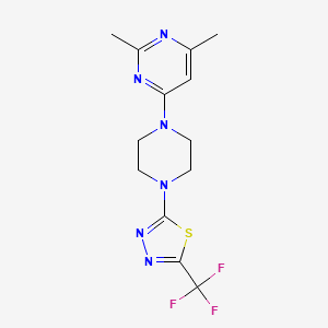 molecular formula C13H15F3N6S B7663662 2-[4-(2,6-Dimethylpyrimidin-4-yl)piperazin-1-yl]-5-(trifluoromethyl)-1,3,4-thiadiazole 