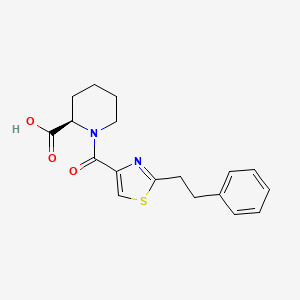 molecular formula C18H20N2O3S B7663676 (2R)-1-[2-(2-phenylethyl)-1,3-thiazole-4-carbonyl]piperidine-2-carboxylic acid 