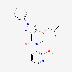 molecular formula C21H24N4O3 B7663709 N-(2-methoxypyridin-3-yl)-N-methyl-4-(2-methylpropoxy)-1-phenylpyrazole-3-carboxamide 
