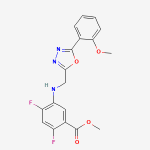 molecular formula C18H15F2N3O4 B7663776 Methyl 2,4-difluoro-5-[[5-(2-methoxyphenyl)-1,3,4-oxadiazol-2-yl]methylamino]benzoate 