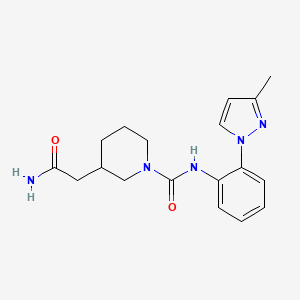 molecular formula C18H23N5O2 B7663789 3-(2-amino-2-oxoethyl)-N-[2-(3-methylpyrazol-1-yl)phenyl]piperidine-1-carboxamide 