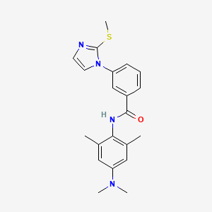 molecular formula C21H24N4OS B7663795 N-[4-(dimethylamino)-2,6-dimethylphenyl]-3-(2-methylsulfanylimidazol-1-yl)benzamide 