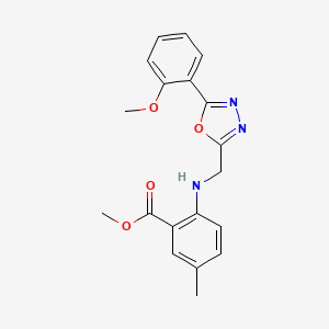molecular formula C19H19N3O4 B7663850 Methyl 2-[[5-(2-methoxyphenyl)-1,3,4-oxadiazol-2-yl]methylamino]-5-methylbenzoate 