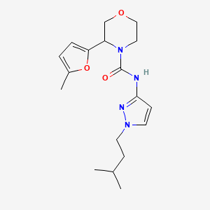 molecular formula C18H26N4O3 B7663928 N-[1-(3-methylbutyl)pyrazol-3-yl]-3-(5-methylfuran-2-yl)morpholine-4-carboxamide 