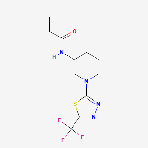 molecular formula C11H15F3N4OS B7663936 N-[1-[5-(trifluoromethyl)-1,3,4-thiadiazol-2-yl]piperidin-3-yl]propanamide 