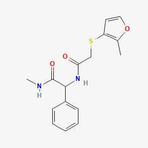 molecular formula C16H18N2O3S B7663949 N-methyl-2-[[2-(2-methylfuran-3-yl)sulfanylacetyl]amino]-2-phenylacetamide 