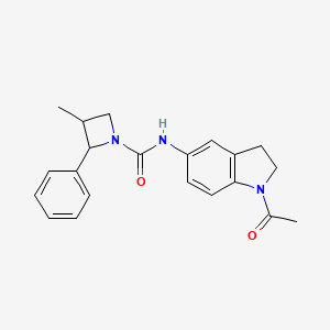 molecular formula C21H23N3O2 B7663967 N-(1-acetyl-2,3-dihydroindol-5-yl)-3-methyl-2-phenylazetidine-1-carboxamide 