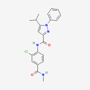 molecular formula C21H21ClN4O2 B7664081 N-[2-chloro-4-(methylcarbamoyl)phenyl]-1-phenyl-5-propan-2-ylpyrazole-3-carboxamide 
