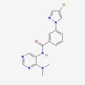 molecular formula C16H15BrN6O B7664302 3-(4-bromopyrazol-1-yl)-N-[4-(dimethylamino)pyrimidin-5-yl]benzamide 