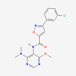 molecular formula C17H16ClN5O3 B7664307 3-(3-chlorophenyl)-N-[4-(dimethylamino)-6-methoxypyrimidin-5-yl]-1,2-oxazole-5-carboxamide 