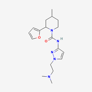 molecular formula C18H27N5O2 B7664748 N-[1-[2-(dimethylamino)ethyl]pyrazol-3-yl]-2-(furan-2-yl)-4-methylpiperidine-1-carboxamide 