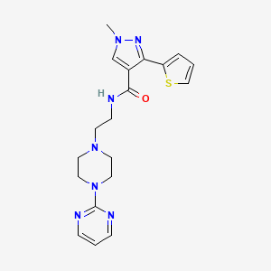molecular formula C19H23N7OS B7664862 1-methyl-N-[2-(4-pyrimidin-2-ylpiperazin-1-yl)ethyl]-3-thiophen-2-ylpyrazole-4-carboxamide 