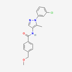 molecular formula C19H18ClN3O2 B7665279 N-[1-(3-chlorophenyl)-5-methylpyrazol-4-yl]-4-(methoxymethyl)benzamide 