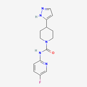 molecular formula C14H16FN5O B7665509 N-(5-fluoropyridin-2-yl)-4-(1H-pyrazol-5-yl)piperidine-1-carboxamide 