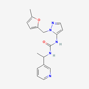 molecular formula C17H19N5O2 B7665861 1-[2-[(5-Methylfuran-2-yl)methyl]pyrazol-3-yl]-3-(1-pyridin-3-ylethyl)urea 