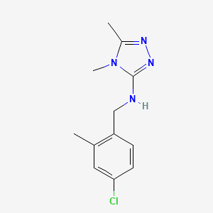 molecular formula C12H15ClN4 B7666413 N-[(4-chloro-2-methylphenyl)methyl]-4,5-dimethyl-1,2,4-triazol-3-amine 