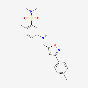 molecular formula C20H23N3O3S B7667112 N,N,2-trimethyl-5-[[3-(4-methylphenyl)-1,2-oxazol-5-yl]methylamino]benzenesulfonamide 