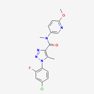 molecular formula C17H15ClFN5O2 B7667282 1-(4-chloro-2-fluorophenyl)-N-(6-methoxypyridin-3-yl)-N,5-dimethyltriazole-4-carboxamide 