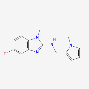 molecular formula C14H15FN4 B7669540 5-fluoro-1-methyl-N-[(1-methylpyrrol-2-yl)methyl]benzimidazol-2-amine 